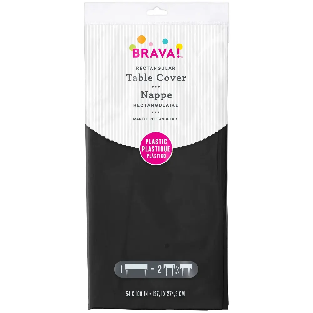 Black Plastic Table Cover 54x108"