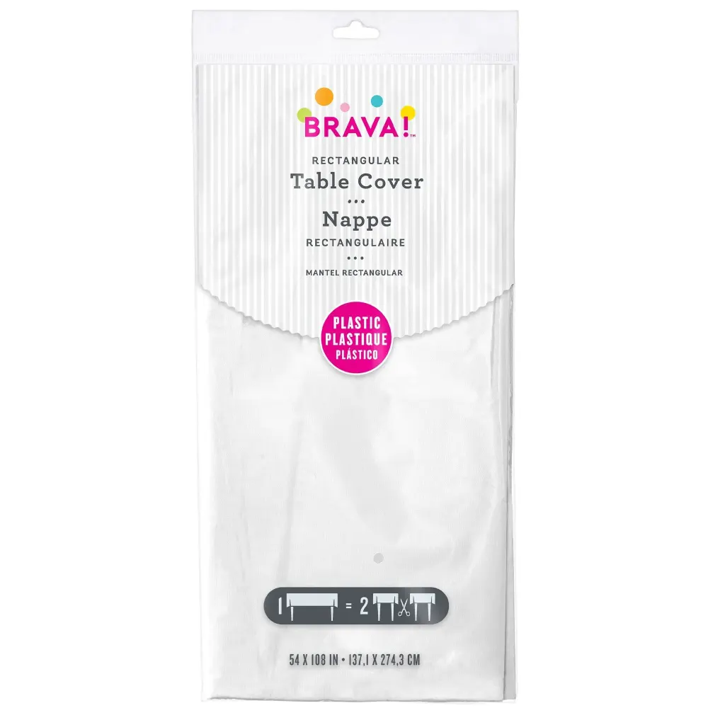 White Plastic Table Cover 54x108"