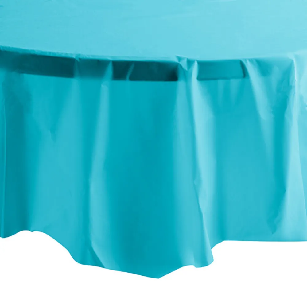 82" Bermuda Blue Round Plastic Table Cover