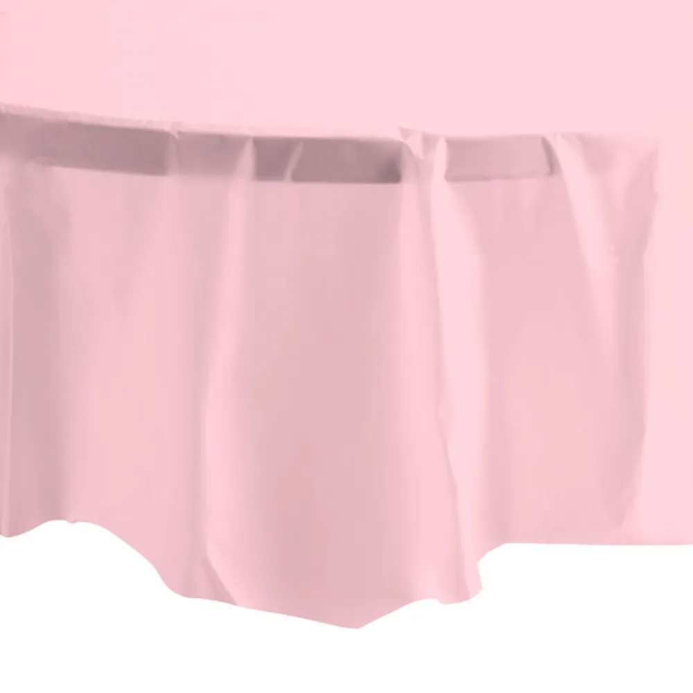 82" Classic Pink Round Plastic Table Cover