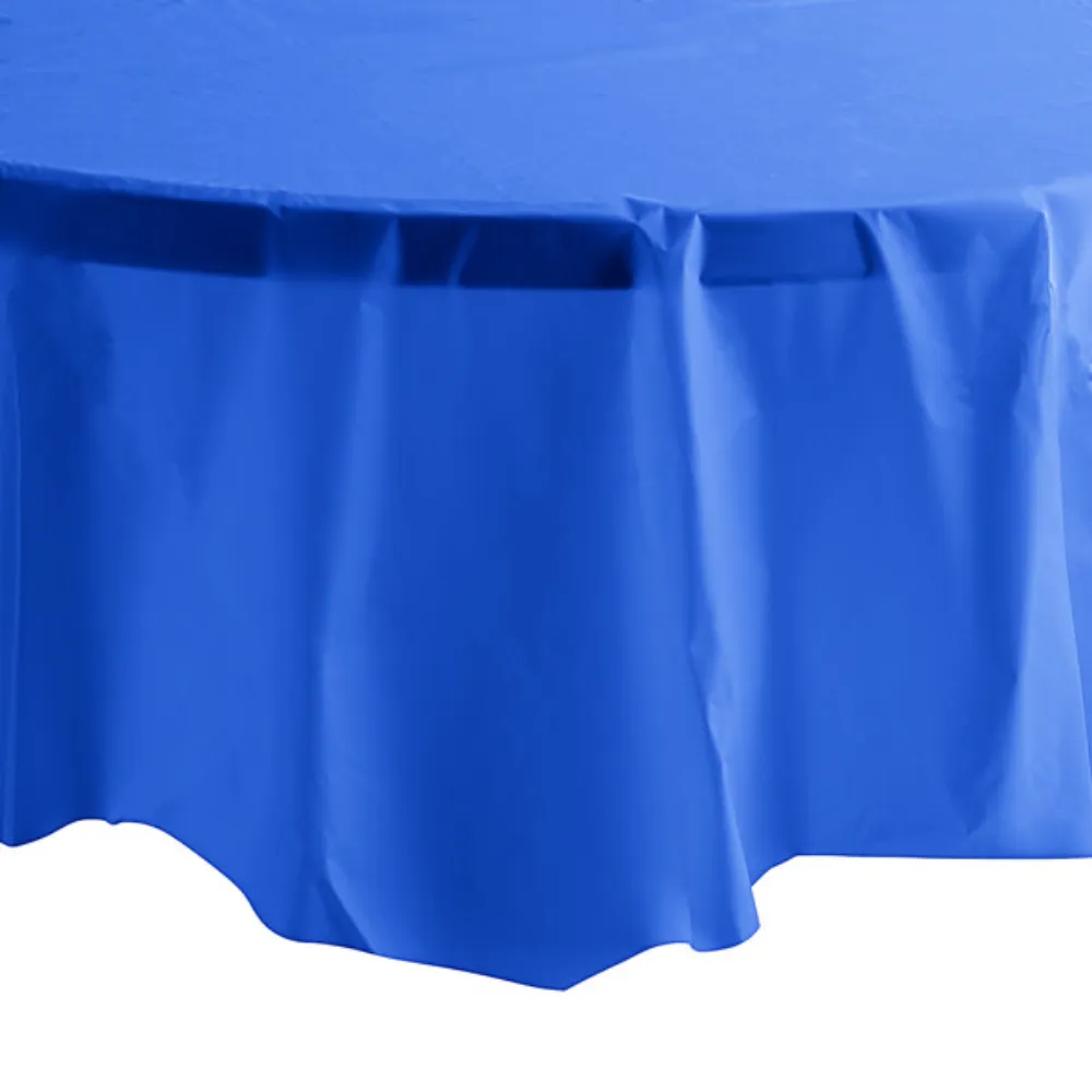 82" Cobalt Blue Round Plastic Table Cover