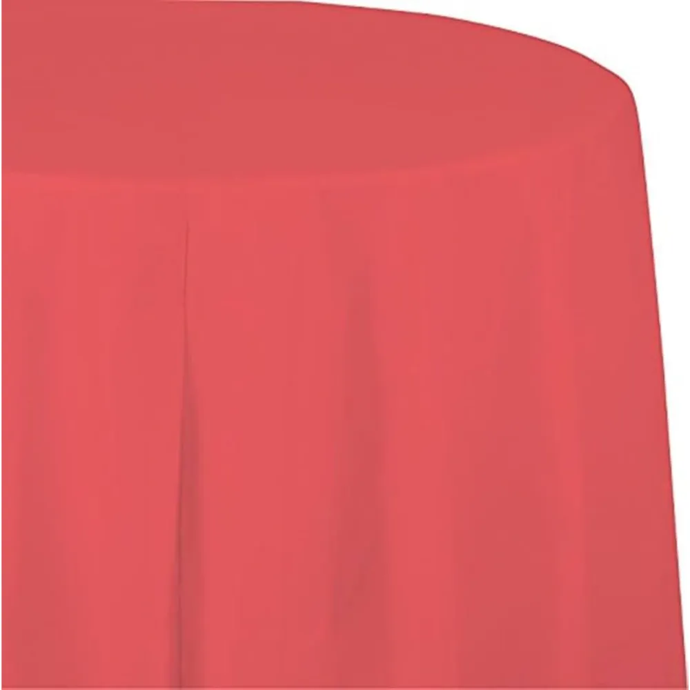 82" Coral Round Plastic Table Cover