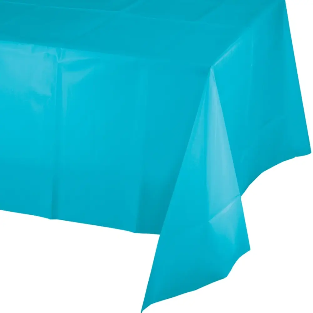 Bermuda Blue Plastic Table Cover 54x108"