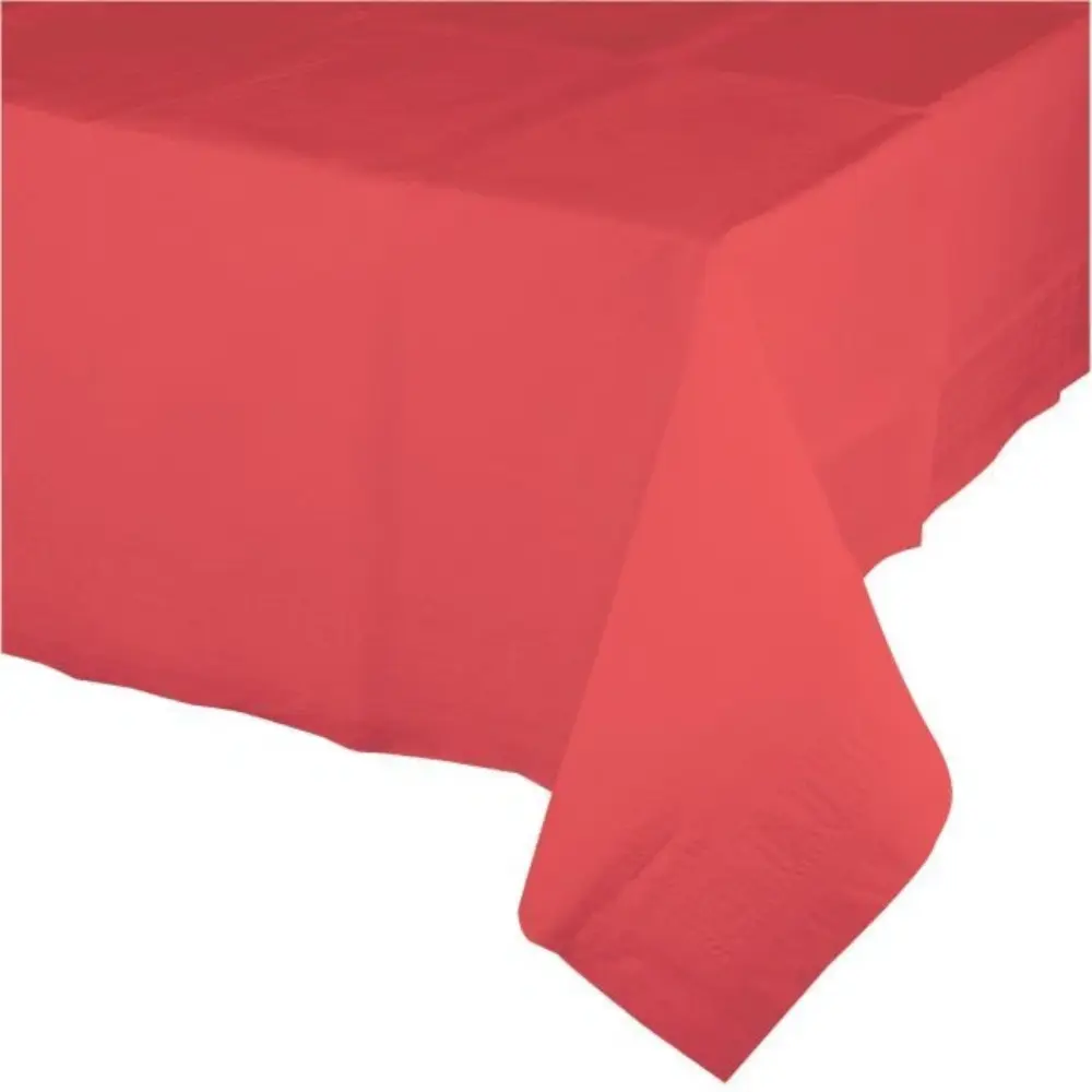 Coral Plastic Table Cover 54x108"