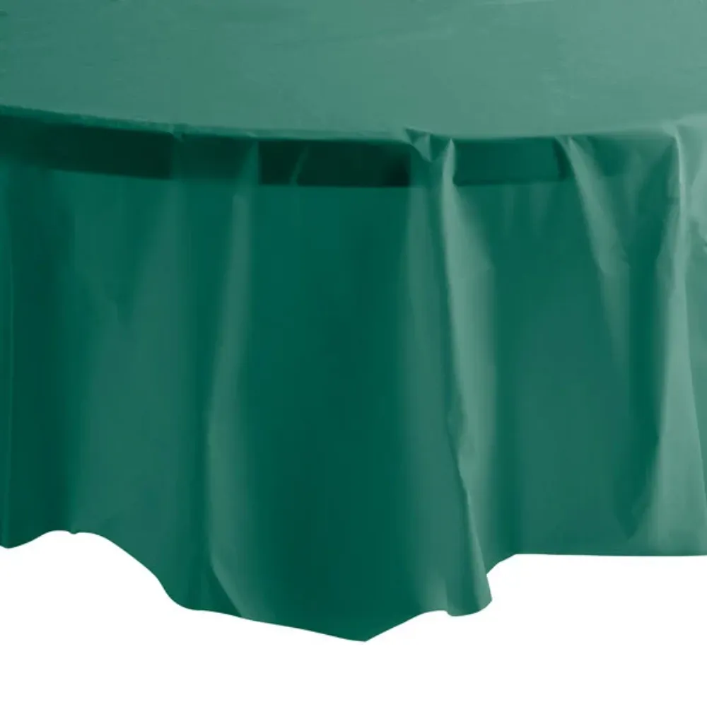 82" Hunter Green Round Plastic Table Cover