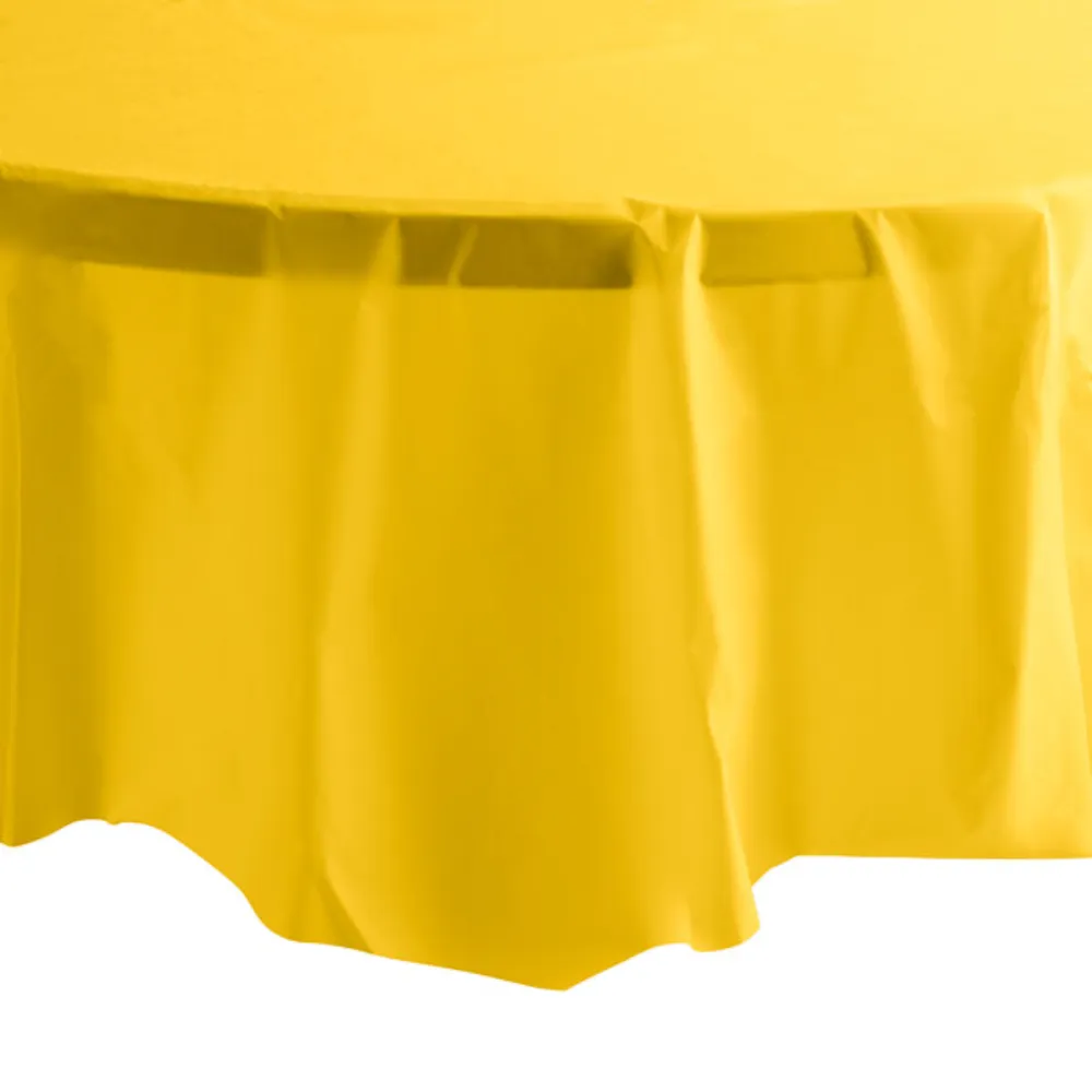 82" School Bus Yellow Round Plastic Table Cover