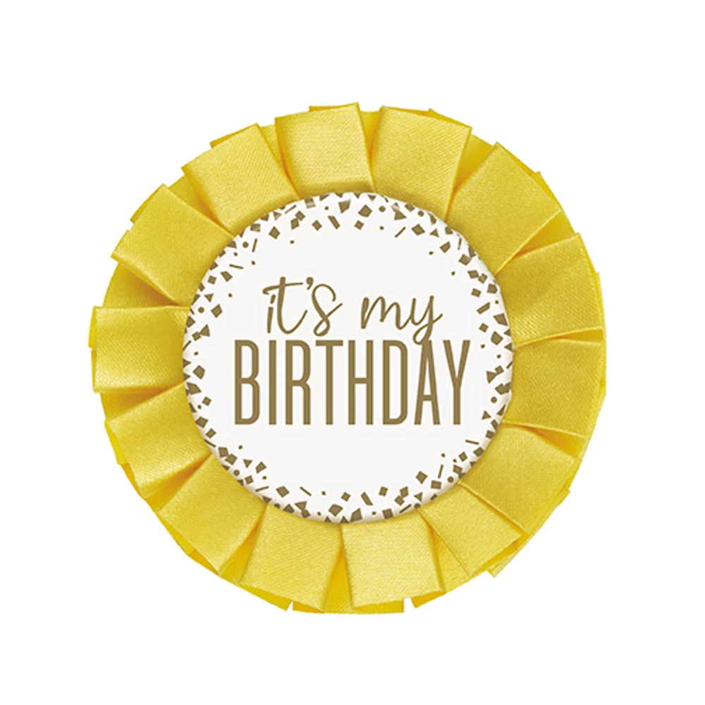 "I's My Birthday" White & Gold Badge 2.5"